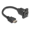 Delock - HDMI-Verlängerungskabel - HDMI männlich zu HDMI weiblich schraubbar - 20 cm - Schwarz - Unterstützung für 4K60Hz (3840 x 2160)
