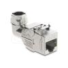 Delock - Modulare Eingabe - mit Metallriegel, werkzeugfrei, 90° geneigt - CAT 6a - abgeschirmt - RJ-45, LSA
