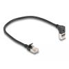 Delock - Patch-Kabel - RJ-45 (M) nach oben angewinkelt zu RJ-45 (M) gerade - 25 cm - 4.5 mm - S / FTP - CAT 6a - geschirmt, halogenfrei, ohne Haken - Schwarz