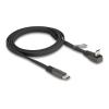 Delock - USB-Kabel - 24 pin USB-C (M) zu 24 pin USB-C (M) gewinkelt - USB 2.0 - 20 V - 3 A - 1 m - unterstützt Power Delivery 3.0, Flachband - Schwarz