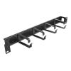 Delock - Rack-Bürstenleiste - 4 Haken, seitlicher Kabelzugang - Schwarz - 1U - 48.3 cm (19")