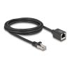 Delock - Netzwerkverlängerungskabel - RJ-45 (M) zu RJ-45 (W) - 2 m - 6 mm - S / FTP - CAT 6a - halogenfrei, ohne Haken - Schwarz