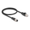 Delock - Netzwerkkabel - M12 (4-polig) (M) zu RJ-45 (M) - 50 cm - 5 mm - S / FTP - CAT 5e - IP67 - Schwarz