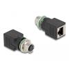 Delock - Netzwerkadapter - 8-polig M12 (W) schraubbar zu RJ-45 (W) - CAT 6a - IP67 - Schwarz