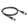 Delock - Netzwerkkabel - 8-polig M12-A (M) zu 8-polig M12-A (M) - 1 m - 6 mm - S / FTP - CAT 5e - Schwarz