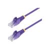StarTech.com - Patch-Kabel - RJ-45 (M) zu RJ-45 (M) - 25 cm - 3.6 mm - UTP - CAT 5 / 5e / 6 - IEEE 802.3bt - halogenfrei, ohne Haken, gerade - lila
