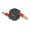 Delock - Audiokabel - 3,5 mm Stereo männlich zu 3,5 mm Stereo männlich - 90 cm - Schwarz / Rot - einziehbar