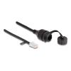 Delock - Netzwerkverlängerungskabel - RJ-45 (M) zu RJ-45 (W) - 25 cm - 6 mm - FTP - CAT 5e - wasserdicht (IP68), Dichtkappe - Schwarz