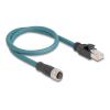 Delock - Netzwerkkabel - 8-polig M12 (W) zu RJ-45 (M) - 50 cm - 6.2 mm - S / FTP - CAT 6a - IP67 - Schwarz