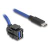 Delock - USB-Kabel - USB-C (M) gerade zu USB Typ A (W) gewinkelt, Keystone - USB 3.0 - 50 cm - Schwarz