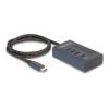 Delock - Hub - 10 Gbps, davon 3 x Datenport + 1 x Daten- und PD 20W mit Leistungsanzeige - 4 x USB-C - Desktop