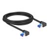 Delock - Netzwerkkabel - RJ-45 (M) nach rechts abgewinkelt zu RJ-45 (M) nach rechts abgewinkelt - 2 m - 6 mm - S / FTP - CAT 6a - halogenfrei - Schwarz