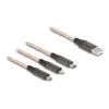 Delock 3 in 1 - Kabel nur zum Laden - USB männlich zu Micro-USB Typ B, Lightning, USB-C männlich - 1.2 m - transparent / kupferfarben - RGB-Beleuchtung
