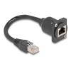 Delock - Netzwerkverlängerungskabel - RJ-45 (M) zu RJ-45 (W) mit Muttern - 20 cm - 6 mm - STP - CAT 5e - Schwarz