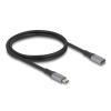 Delock USB 40 Gbps Verlängerungskabel USB-C Stecker zu Buchse PD 3.1 240 W 1 m grau Metall
