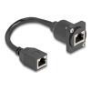 Delock - Netzwerkverlängerungskabel - RJ-45 (W) zu RJ-45 (W) mit Muttern - 20 cm - 6 mm - STP - CAT 5e - Schwarz