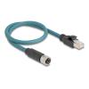 Delock - Netzwerkkabel - 8-polig M12 (W) zu RJ-45 (M) - 50 cm - 6.2 mm - S / FTP - CAT 6a - Schwarz