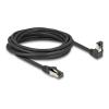 Delock - Patch-Kabel - RJ-45 (M) nach unten abgewinkelt zu RJ-45 (M) gerade, ohne Haken - 5 m - 6.2 mm - S / FTP - CAT 8.1 - halogenfrei, geformt - Schwarz