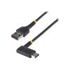 StarTech 30 cm USB-A Auf USB-C Ladekabel - USB-C Winkelstecker - 3A - USB-Kabel - USB (M) gerade zu USB-C (M) rechtwinklig - Thunderbolt 3 / USB 2.0 - 3 A - 30 cm - Schwarz