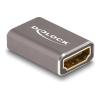 Delock - Hohe Geschwindigkeit - HDMI-Adapter mit Ethernet - HDMI weiblich zu HDMI weiblich - Grau - 8K60Hz (7680 x 4320) Unterstützung