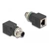 Delock - Netzwerkadapter - M12 (4-polig) (M) zu RJ-45 (W) gerade - CAT 5e - IP67 - Schwarz