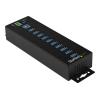 StarTech.com HB30A10AME USB 3.0 Hub (10-Port, Din-Rail,  Industrielle Anwendung, externes Netzteil, Uberspannungsschutz, ESD, 350 W, 15 kV) - Hub - 10 x USB 3.2 Gen 1 - an DIN-Schiene montierbar, wandmontierbar - TAA-konform - für P / N: ITB20D3250