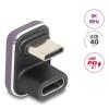 Delock USB-C Adapter 180 grad gewinkelt 40 Gbps PD 3.1 240 W Stecker zu Buchse U-Form 8K 60 Hz Metall