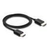 Delock - High Speed - HDMI-Kabel - HDMI männlich zu HDMI männlich - 1 m - dreifach abgeschirmtes Koaxialkabel - Schwarz - 8K60Hz (7680 x 4320) Unterstützung, 5K120Hz (5120 x 2880) Unterstützung, 4K240Hz (3840 x 2160) Unterstützung, eARC, Bandbreite v