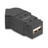 Delock - USB-Adapter - USB (W) Paneel montierbar zu USB (W) gewinkelt - USB 2.0 - Keystone-Buchse - Schwarz