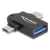 Delock Adapter USB 10 Gbps 2 in 1 USB-A Buchse zu USB-C Stecker + USB Micro-B Stecker OTG