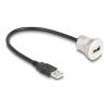 Delock - USB-Verlängerungskabel - USB (M) zu USB (W) Paneel montierbar - USB 2.0 - 30 cm - M22 Gewinde - Schwarz, Silber