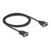 Delock - Kabel seriell - DB-9 (M) zu DB-9 (M) - 2 m - Daumenschrauben, unterstützt RS-232 serielle Schnittstelle, vergoldete Kontakte - Schwarz