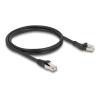 Delock - Patch-Kabel - RJ-45 (M) links abgewinkelt zu RJ-45 (M) gerade - 1 m - 6 mm - S / FTP - CAT 8.1 - halogenfrei, geformt, ohne Haken - Schwarz