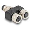 Delock - Netzwerk-Splitter - 4-poliger M8 (M) zu 4-poliger M8 (W) - A-kodiert - Schwarz