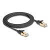 Delock - Patch-Kabel - RJ-45 (M) zu RJ-45 (M) - 2 m - S / FTP - CAT 6a - ohne Haken, flach, Gewebebeschichtung - Schwarz