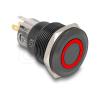 Delock - Schalter mit Taste - 5 x Lötanschluss, 22 mm, 12V, LED roter Ring - Schwarz