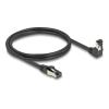 Delock - Patch-Kabel - RJ-45 (M) nach unten abgewinkelt zu RJ-45 (M) gerade, ohne Haken - 1 m - 6.2 mm - S / FTP - CAT 8.1 - halogenfrei, geformt - Schwarz