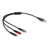 Delock - Lightning-Kabel, nur zum Aufladen - USB männlich zu Micro-USB Typ B, Lightning, USB-C männlich - 30 cm - Schwarz
