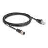 Delock - Netzwerkkabel - M12 (4-polig) (M) zu RJ-45 (M) - 2 m - 5 mm - S / FTP - CAT 5e - ohne Haken, D-kodiert - Schwarz