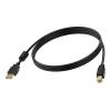 2 m USB 2.0 A-auf-B-Kabel - vergoldete Stecker - Ferritkern USB-A-Ende - Bandbreite 480 Mbps - über 65 Prozent Abdeckung geflochtene Abschirmung - USB A (m) auf USB B (m) - Außendurchmesser 4,5 mm - 28+24 AWG - schwarz