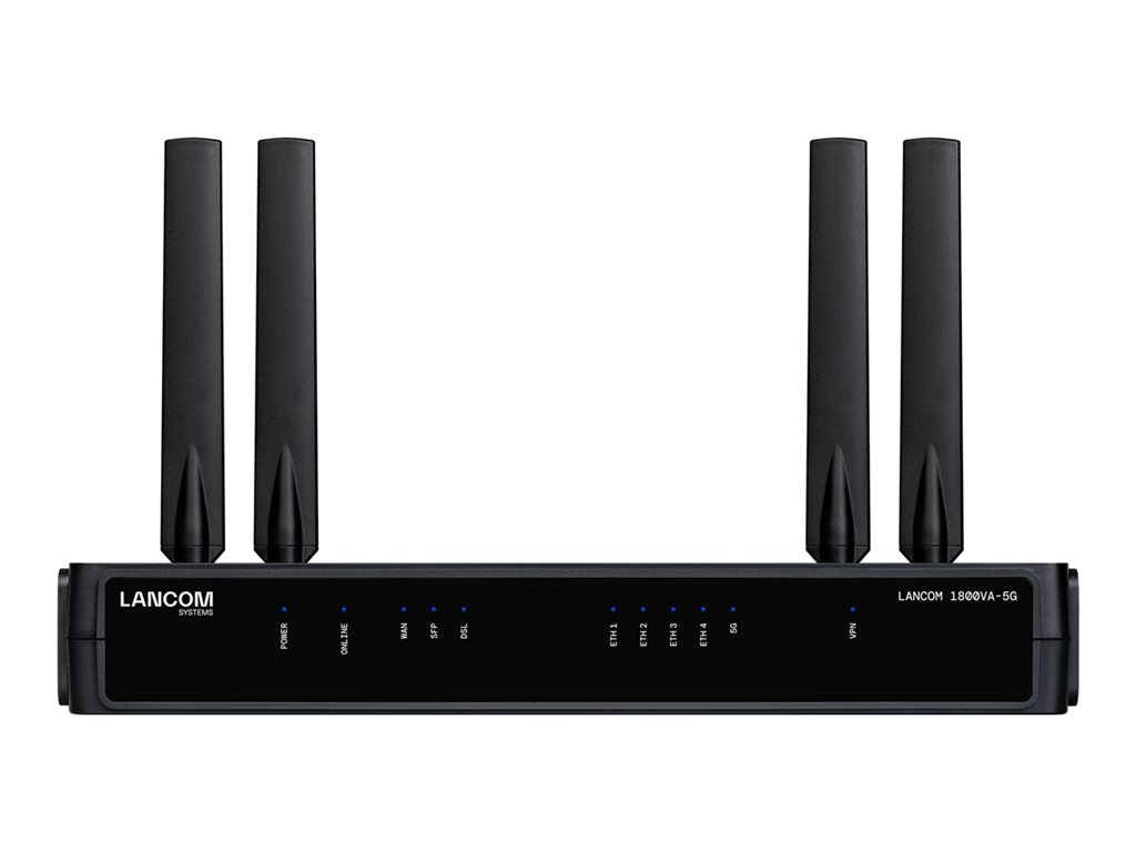 LANCOM 1800VA-5G - SD-WAN-Gateway - mit VDSL und 5G - 1GbE, 5G, LTE, UMTS, HSPA, VDSL, VDSL2 - 5G, 4G, 3G - UMTS B1 / B2 / B4 / B5 / B8 / B19 / LTE B1 / B2 / B3 / B4 / B5 / B7 / B8 / B12 / B13 / B14 / B17 / B18 / B19 / B20 / B25 / B26 / B28 / B29 / B30 /