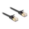 Delock RJ45 Netzwerkkabel Cat.6A Stecker zu Stecker mit robuster Rastnase und Cat.7 Rohflachbandkabel U / FTP 3 m schwarz