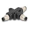 Delock - Netzwerk-Splitter - 3-poliger M8 (M) zu 3-poliger M8 (M) - A-kodiert - Schwarz