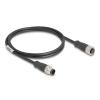 Delock - Netzwerkkabel - 4-polig M12-D (M) zu 4-polig M12-D (M) - 2 m - 5 mm - S / FTP - CAT 5e - Schwarz