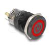 Delock - Schalter mit Taste - 5 x Lötverbindung, 19 mm, 12V, rote LED-Stromsymbol + Ring - Schwarz