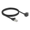Delock - Netzwerkkabel - RJ-45 (M) zu RJ-45 (W) abgewinkelt, verschraubbar - 1 m - 6 mm - Foiled Unshielded Twisted Pair (F / UTP) - CAT 6 - 27,6 mm Schraubabstand - Schwarz
