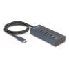Delock - Hub - 10 Gbps, PD 20 Watt, with power indicator - 6 x USB-C + 1 x USB-C (Spannungsversorgung) - Desktop