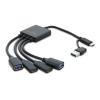 Delock 4 Port USB 5 Gbps Kabel-Hub mit USB-C oder USB Typ-A Stecker zu 2 x USB Typ-A Buchse + 2 x USB-C Buchse - 25 cm