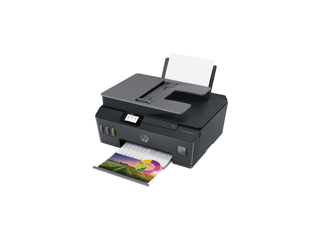 HP Smart Tank Plus 570 Wireless All-in-One - Multifunktionsdrucker - Farbe - Tintenstrahl - wiederbefüllbar - Legal (216 x 356 mm) (Original) - A4 / Legal (Medien) - bis zu 10 Seiten / Min. (Kopieren) - bis zu 11 Seiten / Min. (Drucken) - 100 Blatt - USB