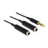 Delock - Audio-Splitter - 4-poliger Mini-Stecker weiblich zu 4-poliger Mini-Stecker männlich - 25 cm - Schwarz